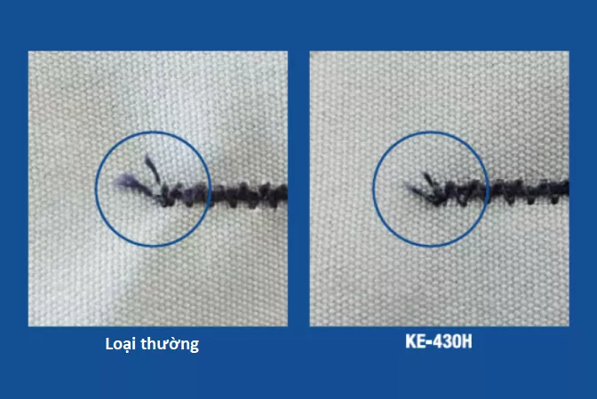 Giảm tuột chỉ mũi may cuối (cắt chỉ thừa ngắn)