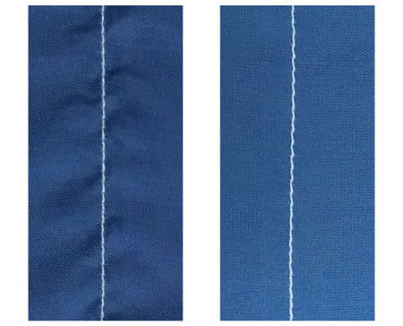 Brother comparison illustrating electronic feed control and reduced seam puckering