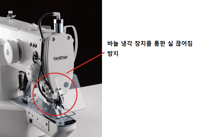 바늘 냉각 장치를 통한 실 끊어짐 방지