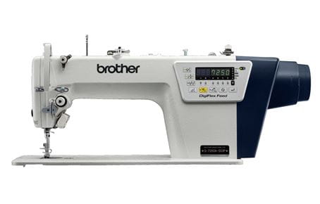 Front view of Brother S-7250A industrial sewing head and digital operation panel