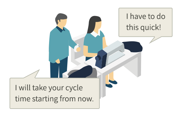 I will take your cycle time starting from now.　I have to do this quick!