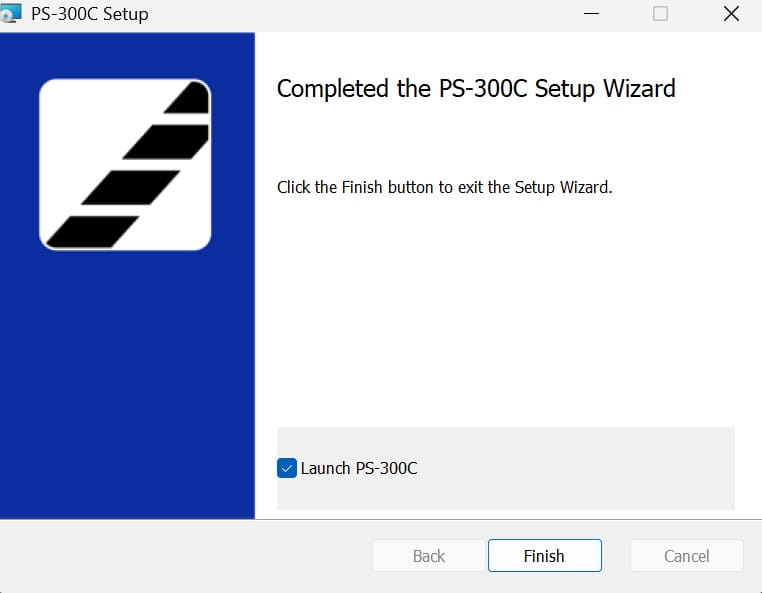 Startup of the PS-300C application.